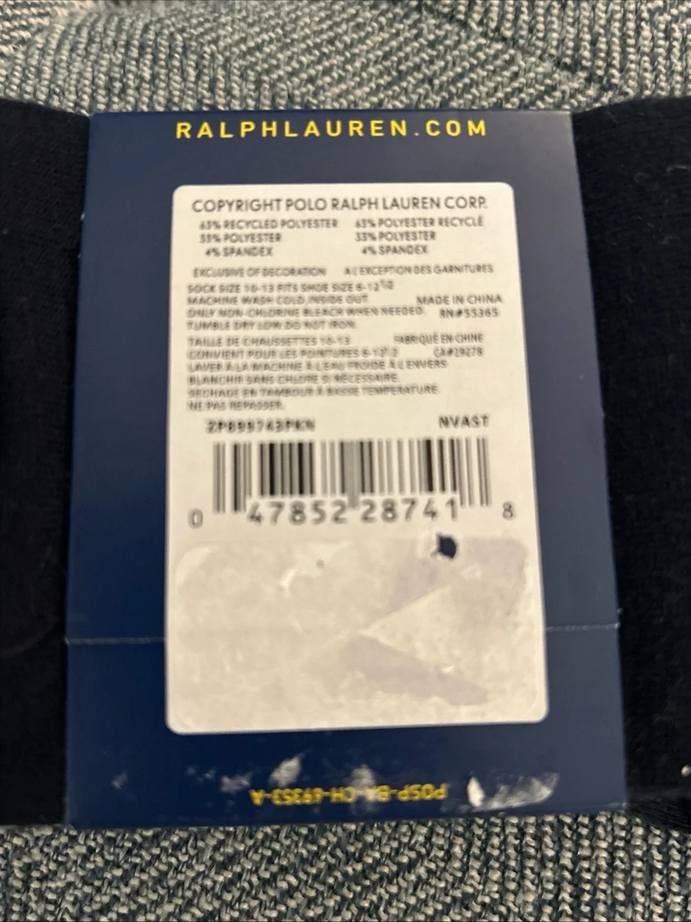 New Polo Ralph Lauren Men's 3-Pair Socks  Navy/Gray- Shoe Size- 6-12.5